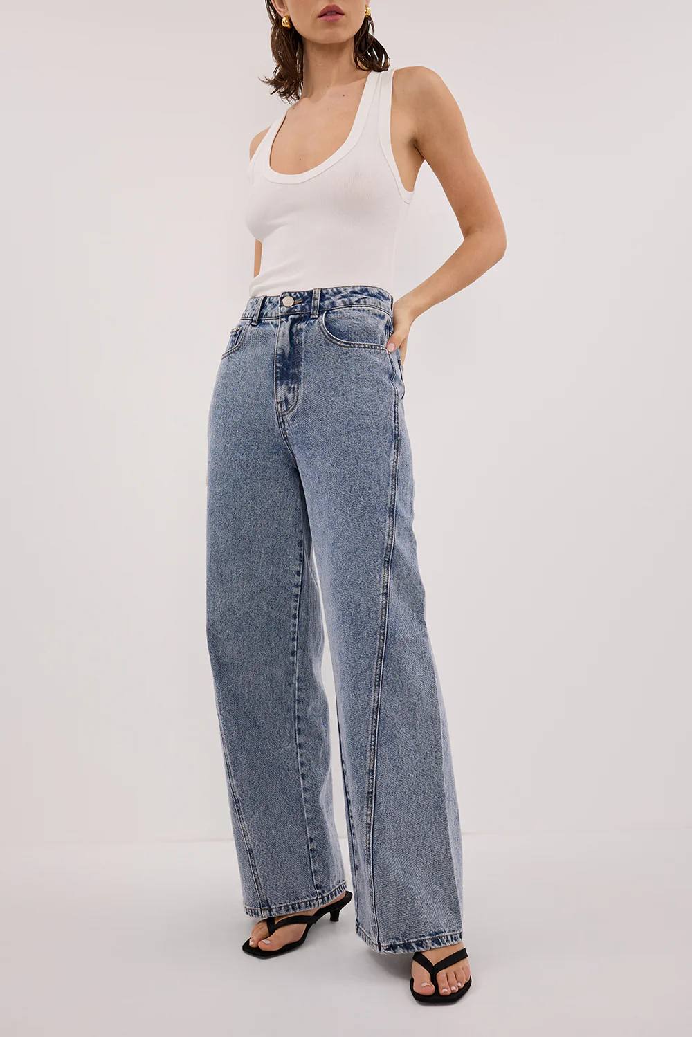 CARSON MID BLUE WIDE LEG JEAN - Gamepaces