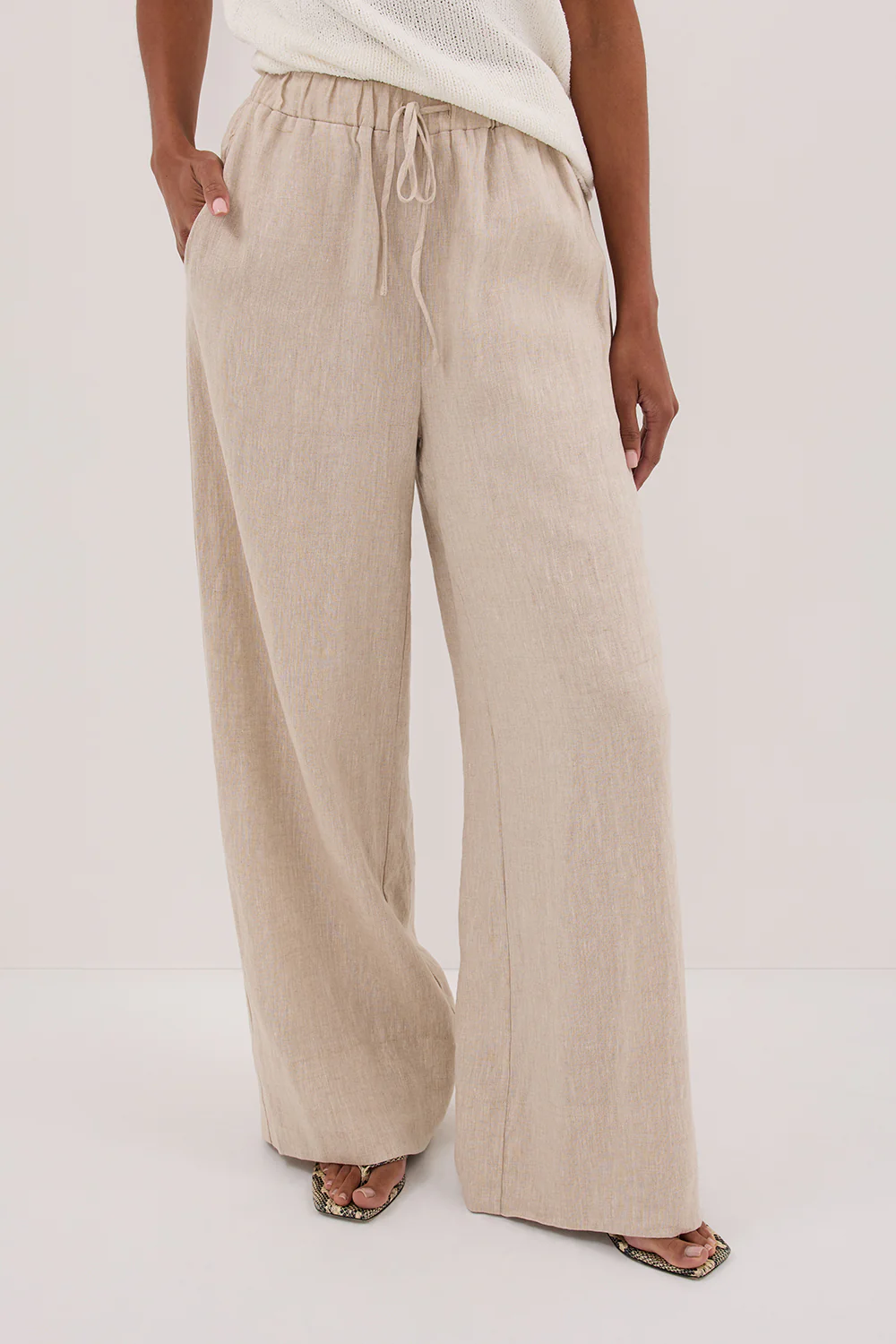 GINA NATURAL LINEN WAIST PANT - Gamepaces