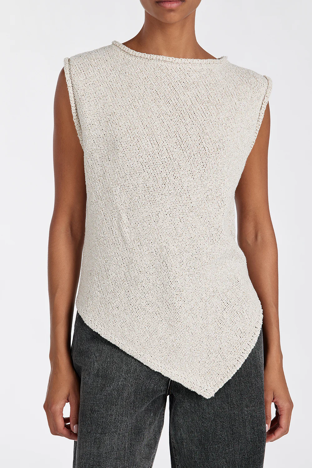 ALTHEA STONE ASYM KNIT TOP - Gamepaces