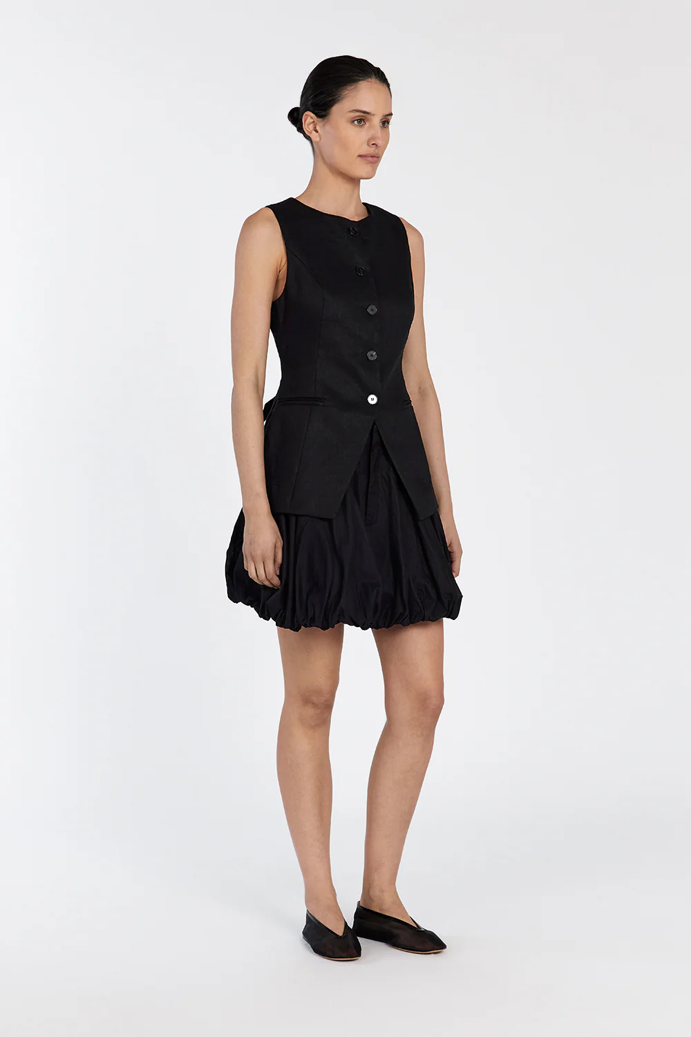 MARIA BLACK LINEN MINI SKIRT - Gamepaces