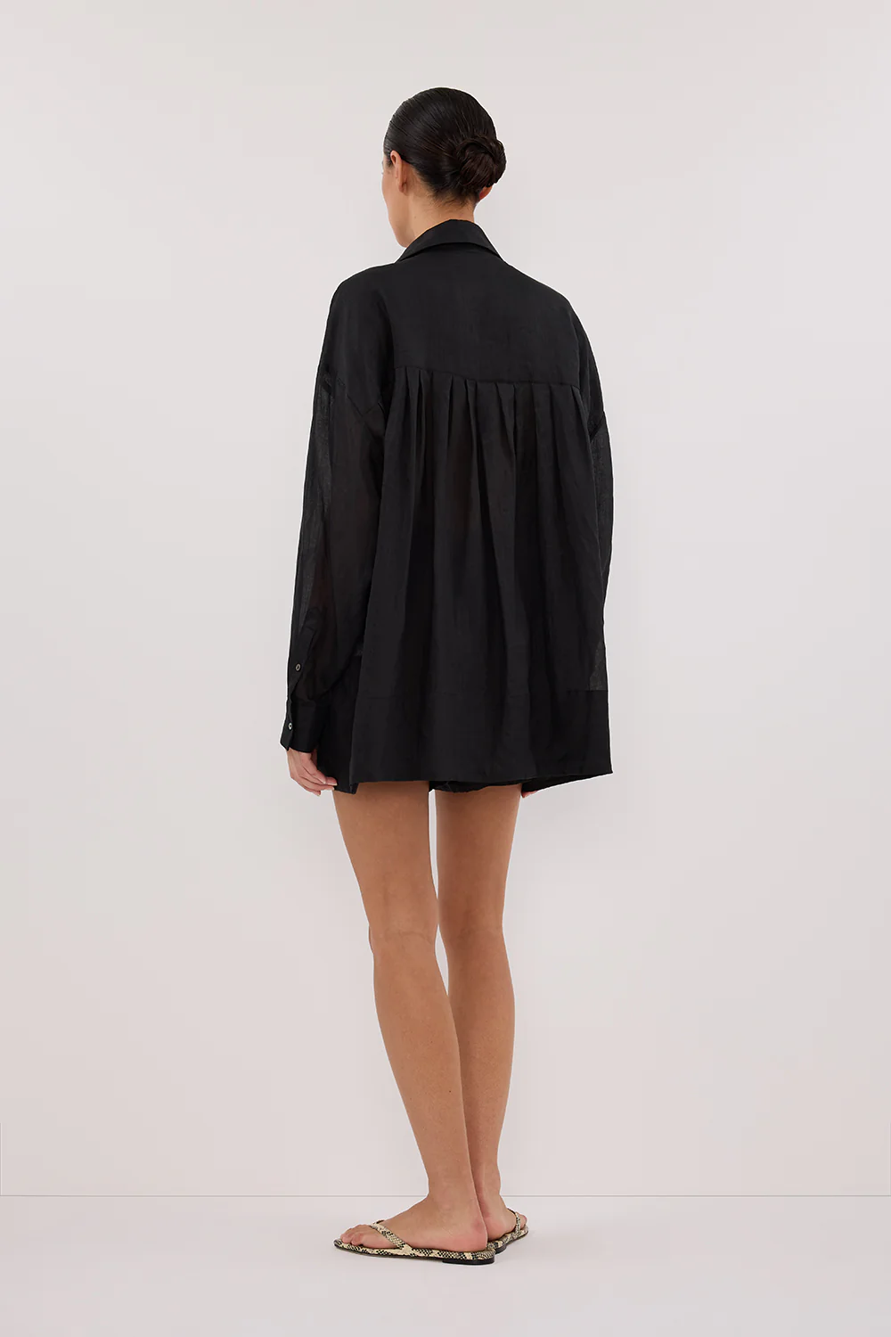 KAI BLACK OVERSIZED RAMIE LONG SLEEVE SHIRT - Gamepaces