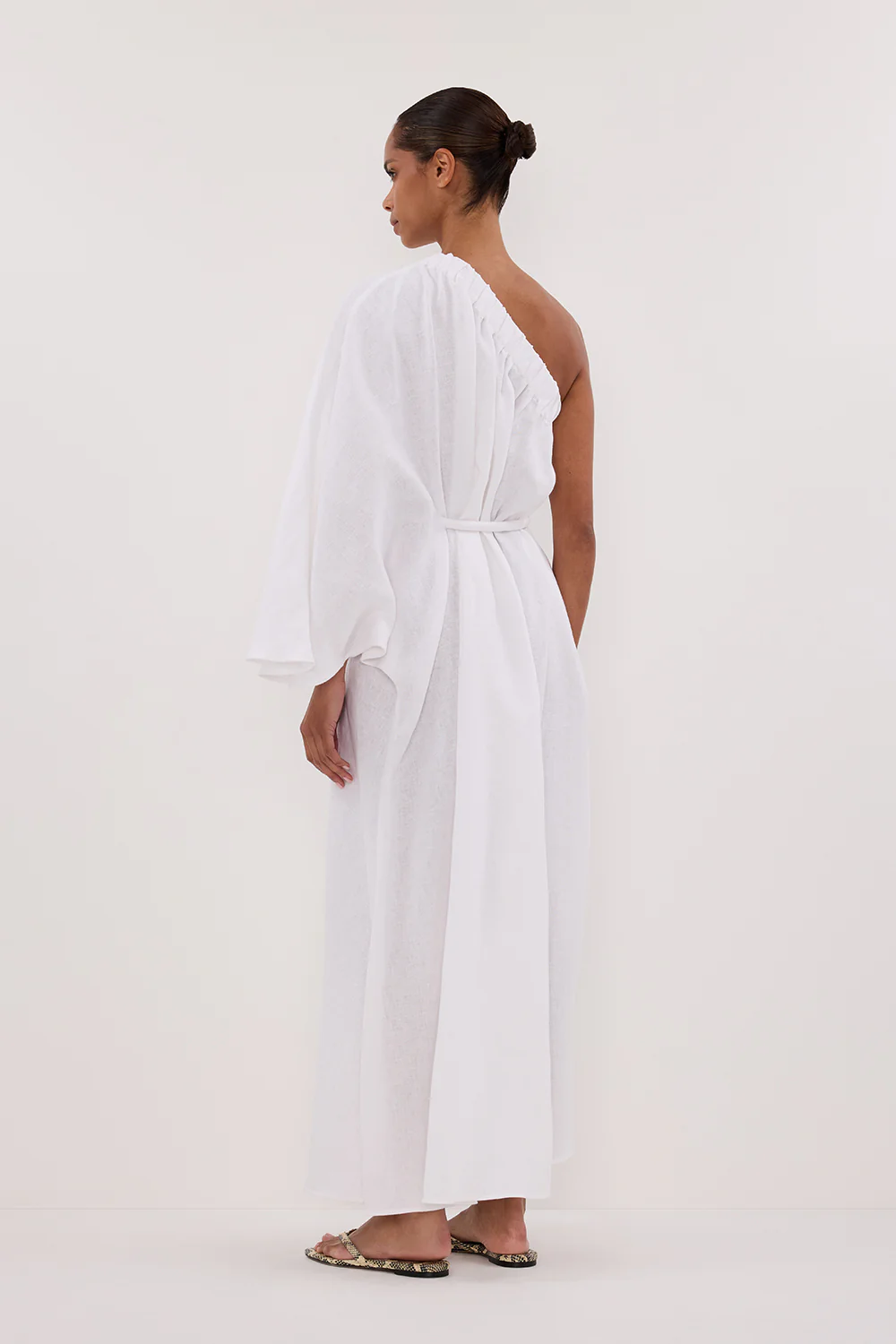 SALLY WHITE LINEN MIDI DRESS - Gamepaces