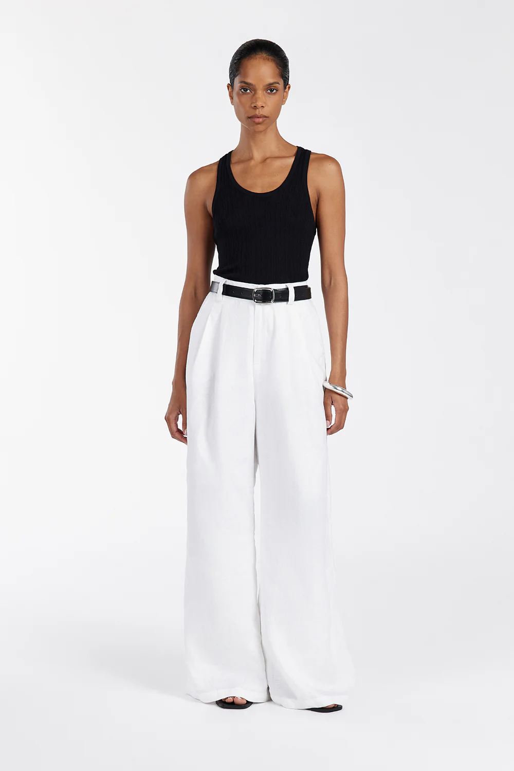 ALMA BLACK TEXTURED SCOOP KNIT TANK - Gamepaces