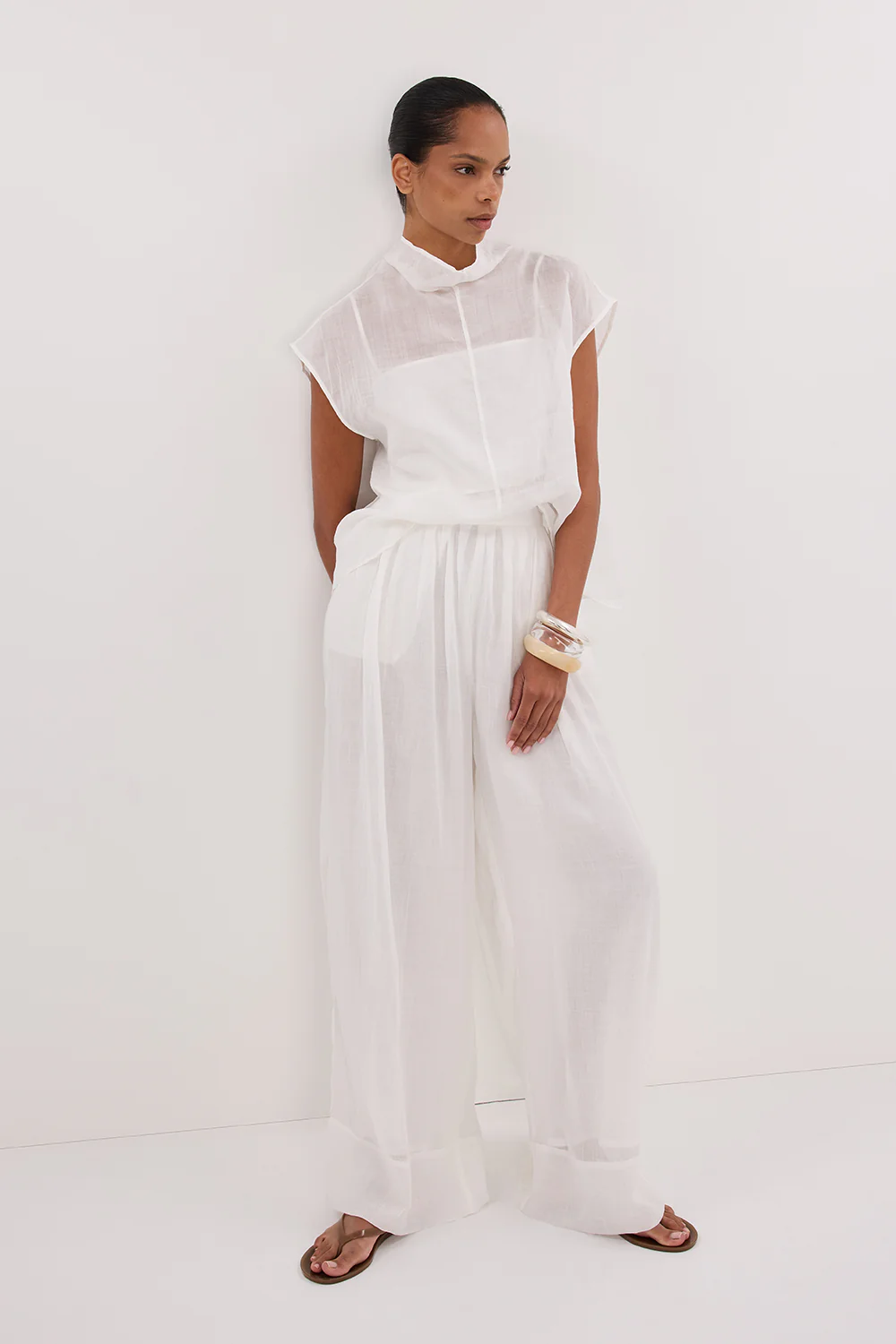 CARMEL WHITE RAMIE PANT - Gamepaces