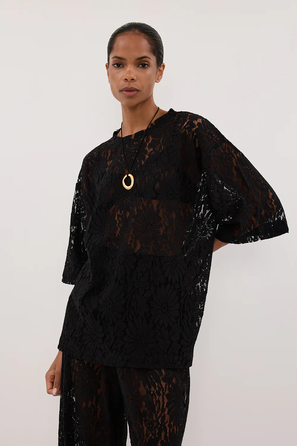 WILMA BLACK LACE TEE - Gamepaces
