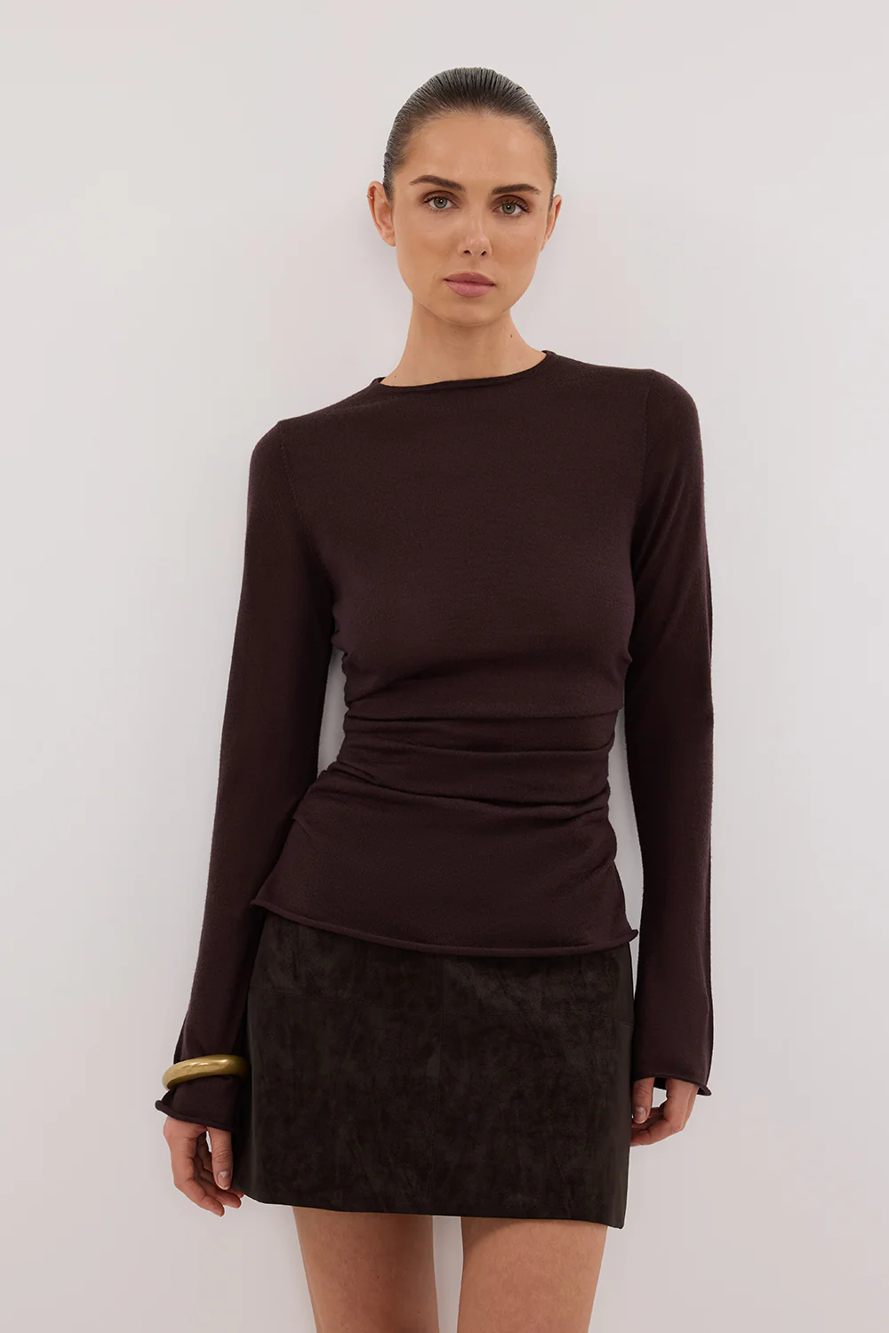 OAKLAND CHOC FAUX SUEDE MINI SKIRT - Gamepaces