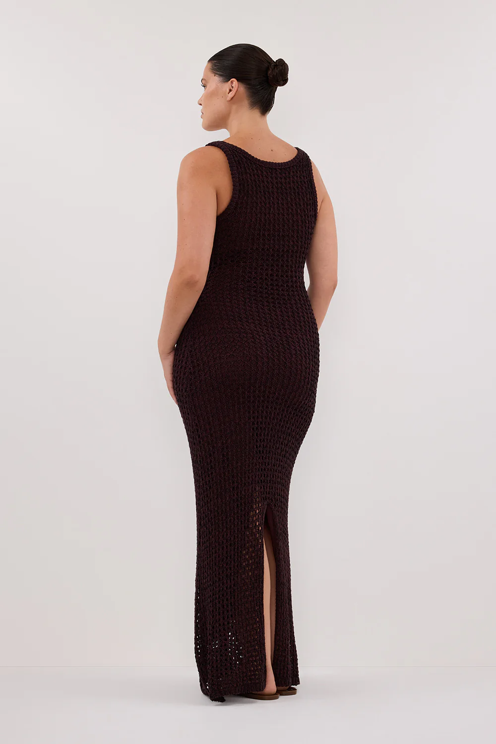 TESS CHOC CROCHET KNIT MAXI DRESS - Gamepaces