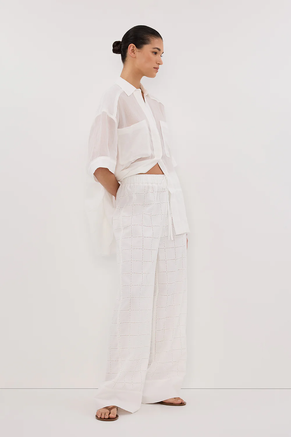 OWEN WHITE BRODERIE PANT - Gamepaces