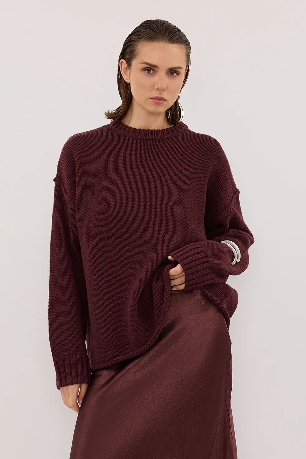 ROY WALNUT OVERSIZED LONGLINE KNIT JUMPER - Gamepaces