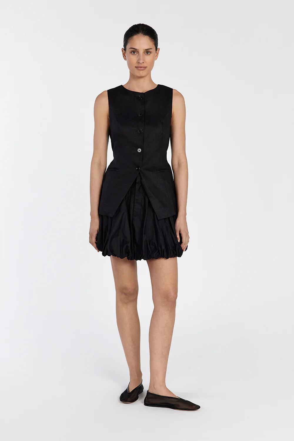 MARIA BLACK LINEN MINI SKIRT - Gamepaces