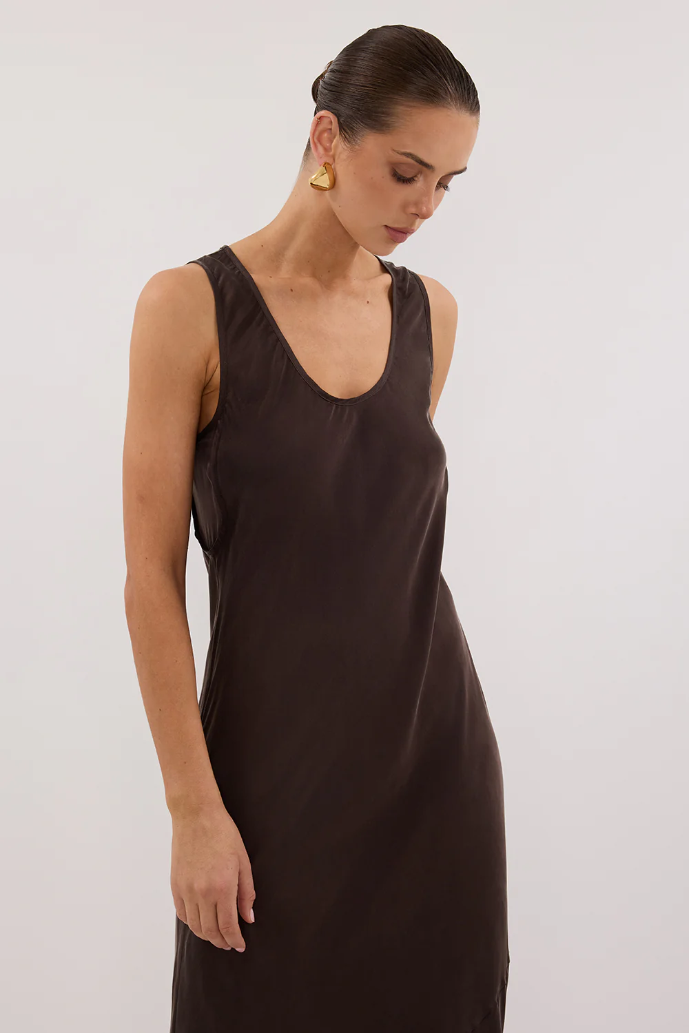 DARCY BITTER CHOC SILK MAXI DRESS - Gamepaces