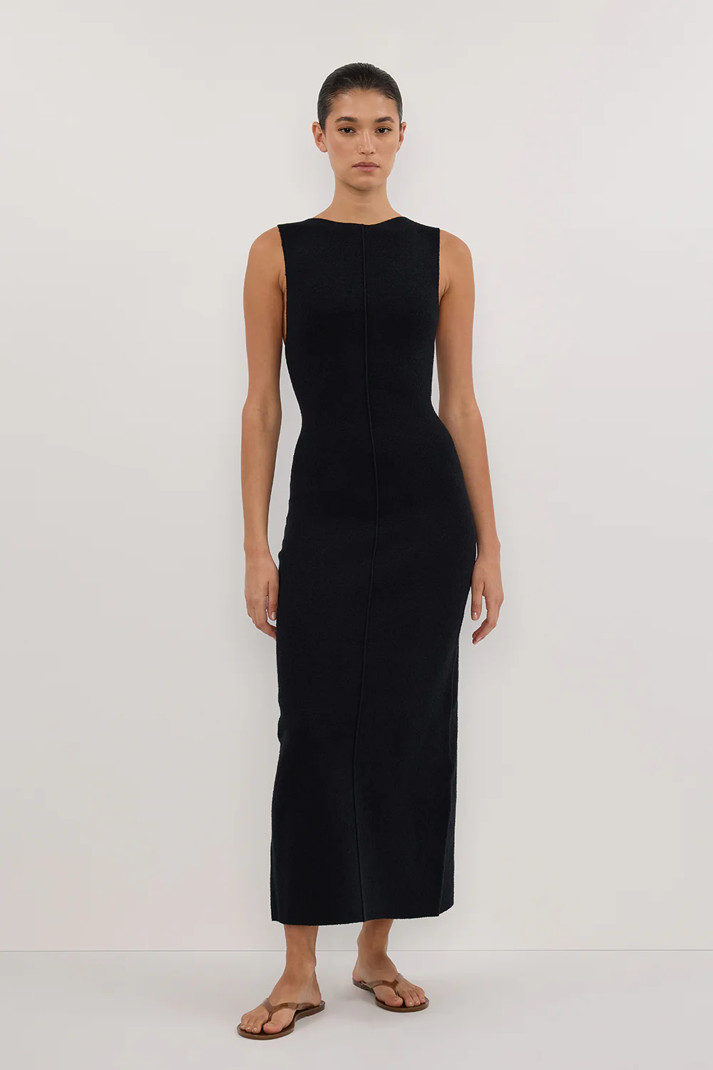 OWEN BLACK CREPE KNIT MIDI DRESS - Gamepaces
