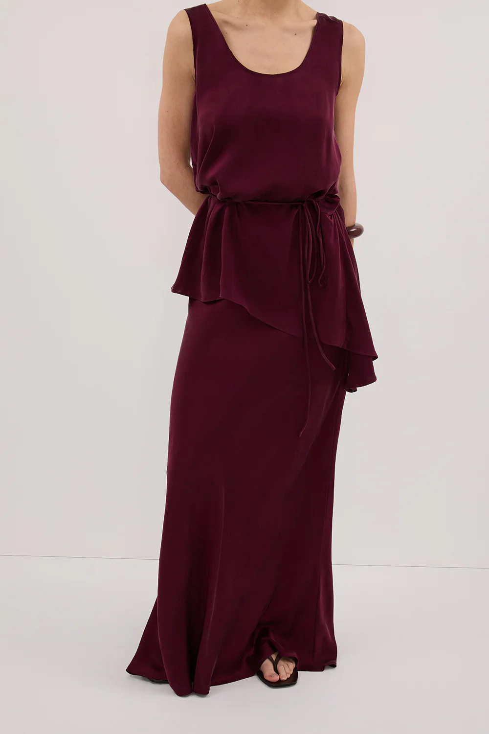 COLETTE MERLOT SILK MIDI SKIRT - Gamepaces