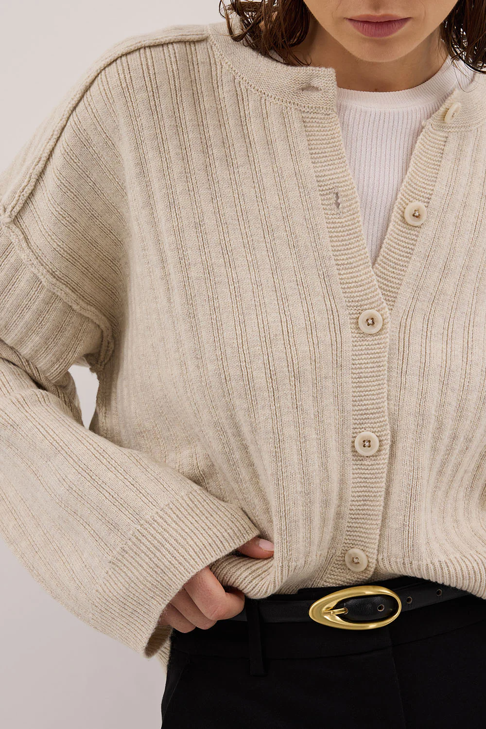 DAHLIA CHALK KNIT CARDIGAN - Gamepaces