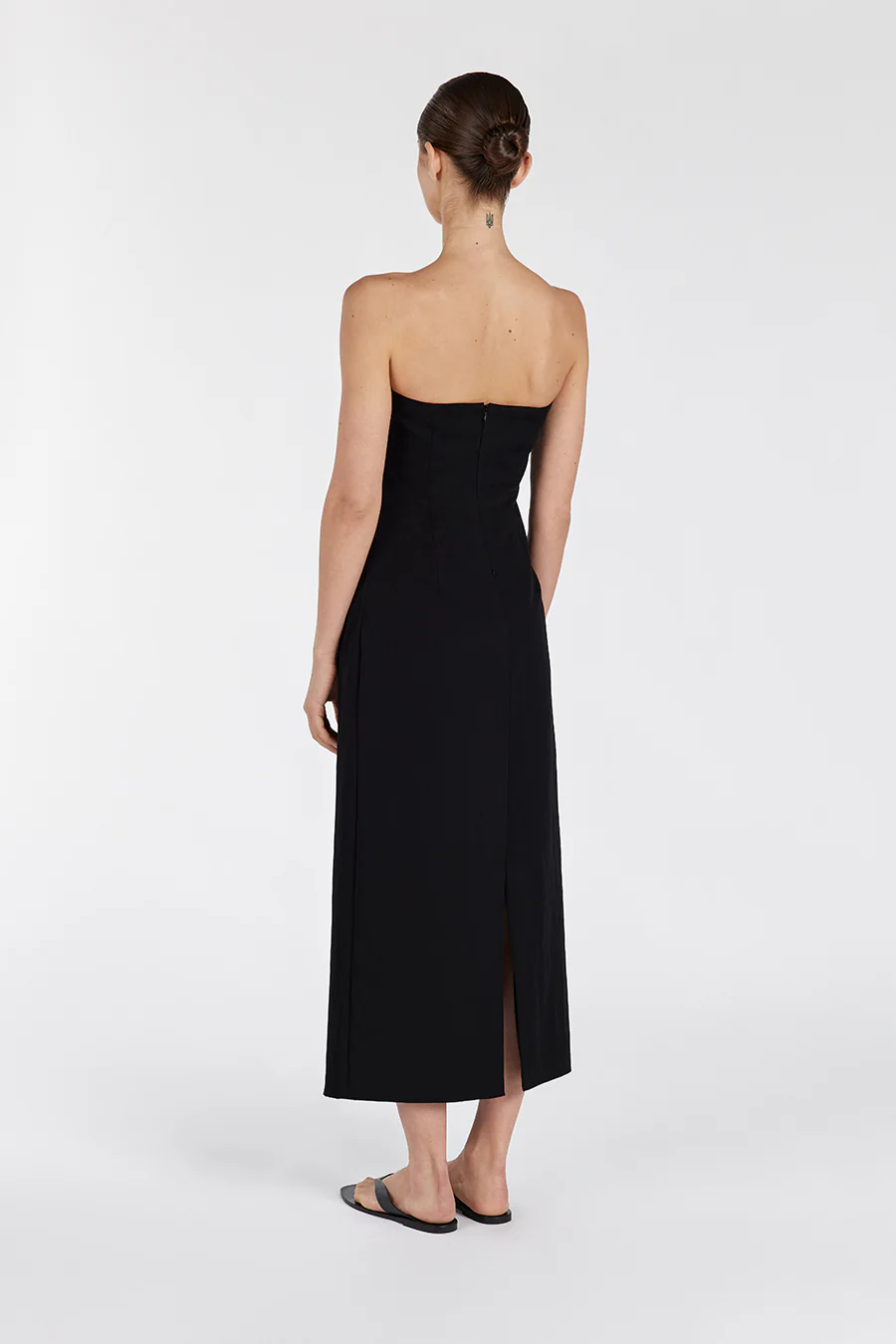 OPAL BLACK STRAPLESS MIDI DRESS - Gamepaces