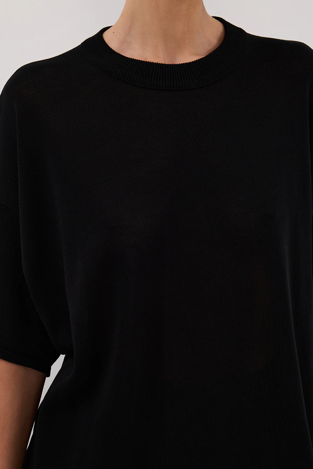 JACKI BLACK OVERSIZED KNIT TEE - Gamepaces