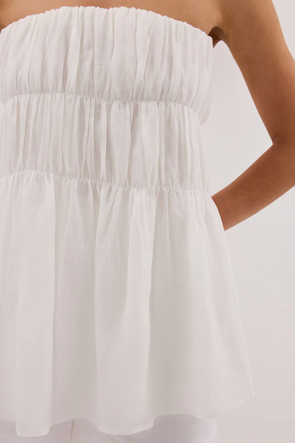 ARTIE WHITE RAMIE STRAPLESS TOP - Gamepaces