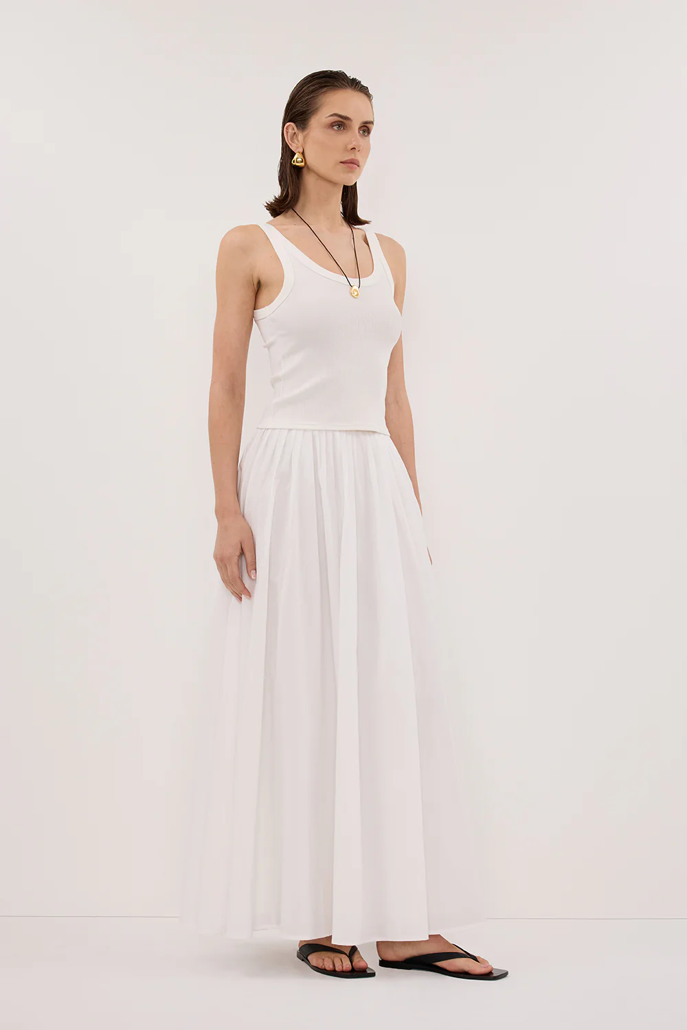 PHOEBE OFF WHITE SCOOP NECK TANK TOP - Gamepaces