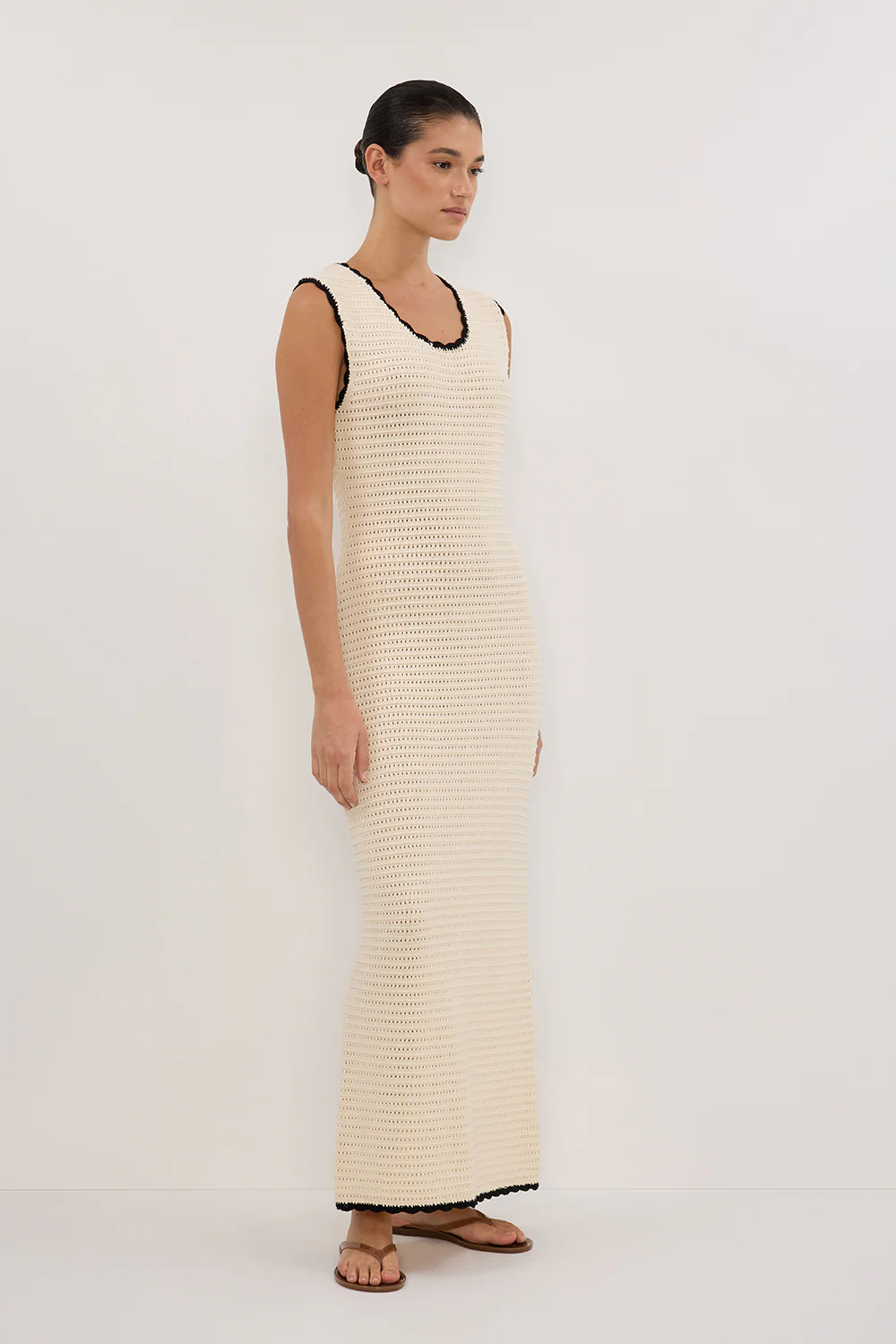 GINA CREAM SCOOP CROCHET DRESS - Gamepaces
