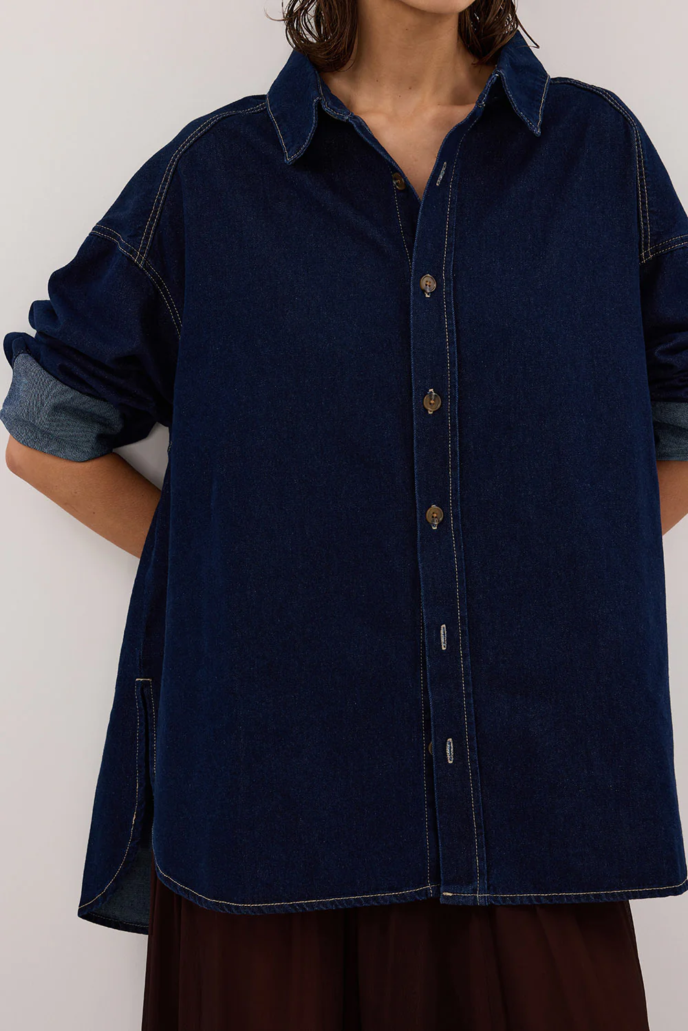 ASHTON INDIGO OVERSIZED DENIM SHIRT - Gamepaces