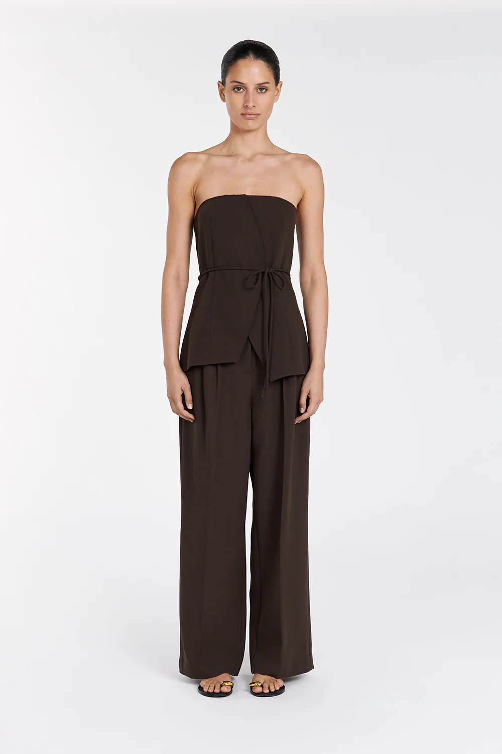 JULIE BITTER CHOC STRAPLESS TOP - Gamepaces