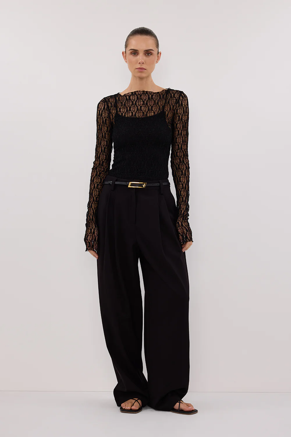 LIZZIE BLACK LACE LONG SLEEVE TOP - Gamepaces