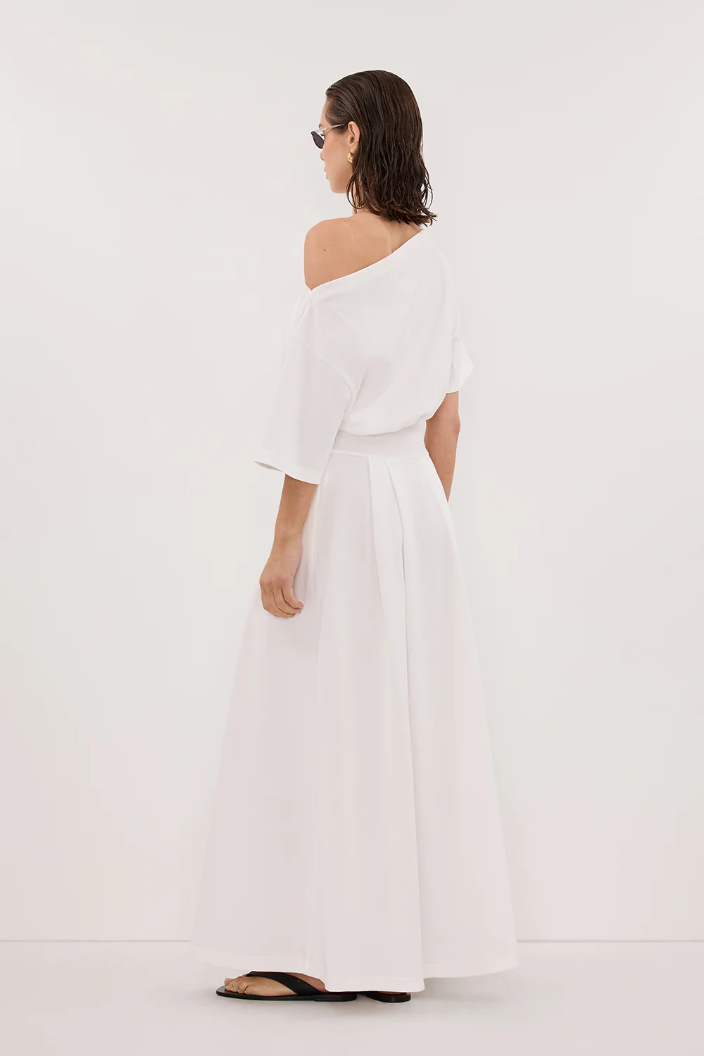 ESME WHITE ASYM MAXI DRESS - Gamepaces