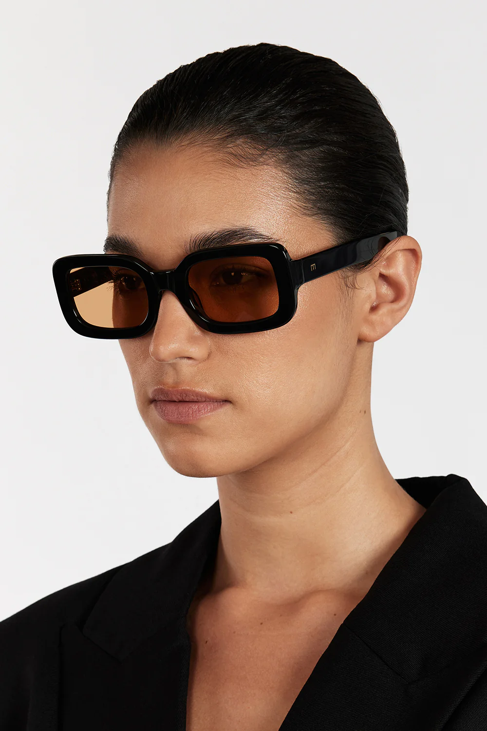 ELISA JOHNSON LEXI GLOSS BLACK LIGHT BROWN LENS SUNGLASSES - Gamepaces