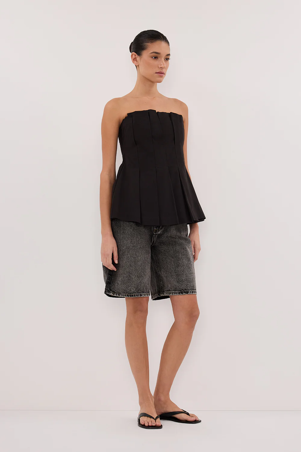 BAMBI WASHED BLACK BERMUDA DENIM SHORT - Gamepaces