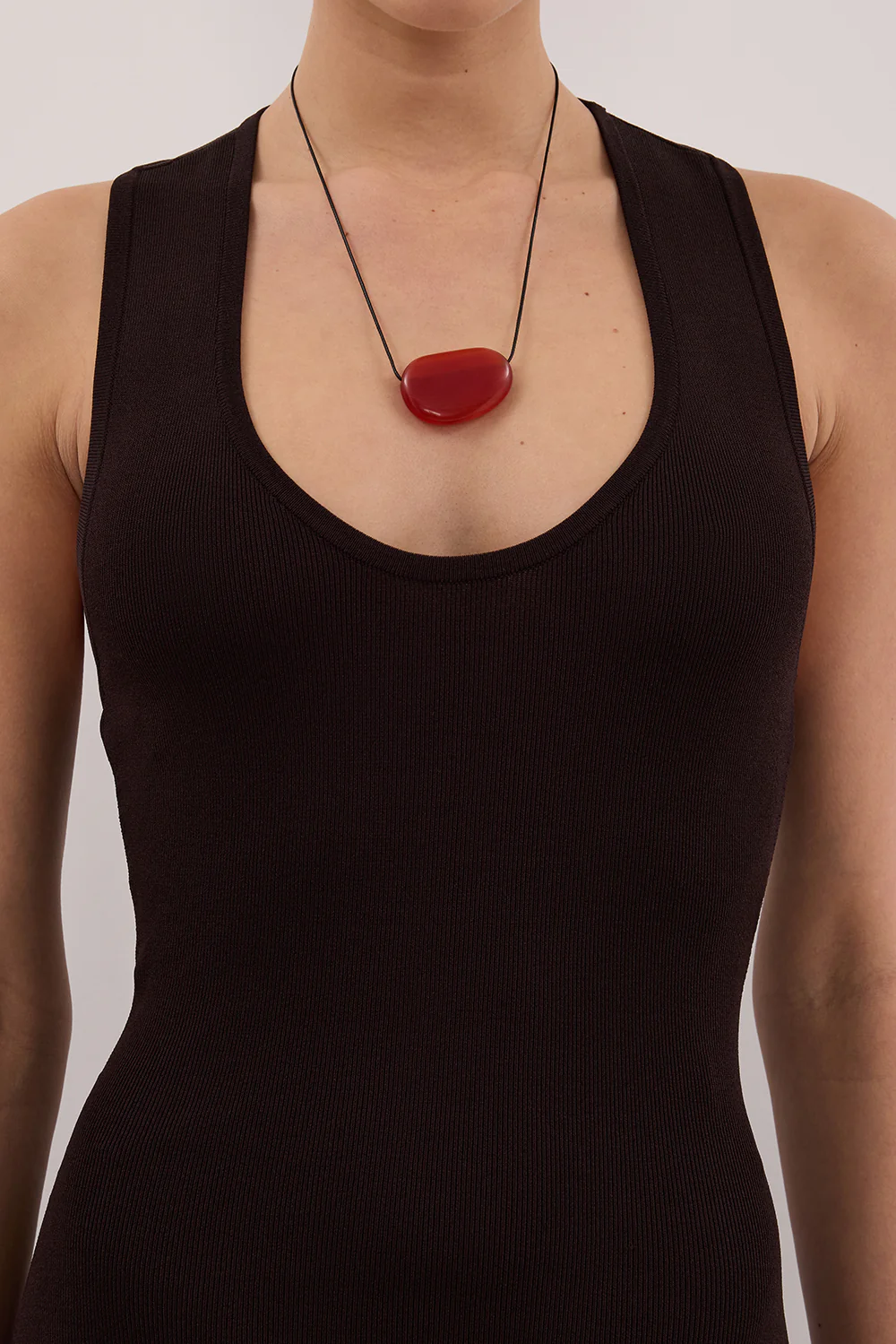 DEVIN BITTER CHOC RACER KNIT MIDI DRESS - Gamepaces