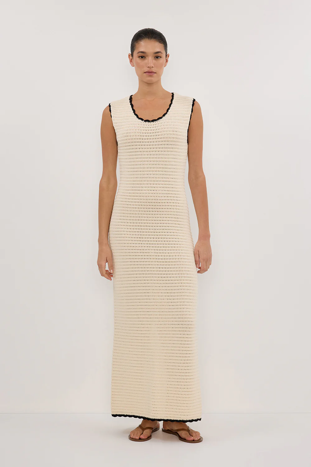 GINA CREAM SCOOP CROCHET DRESS - Gamepaces