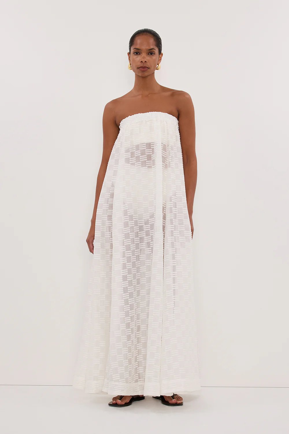 ELBA WHITE SHEER STRAPLESS DRESS - Gamepaces