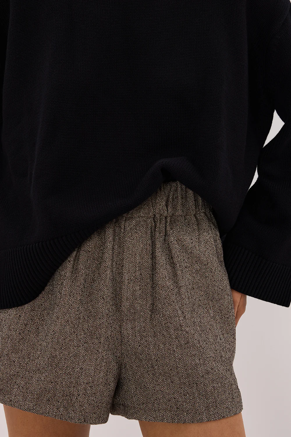 FRANKIE CHOC TWEED ELASTIC SHORT - Gamepaces