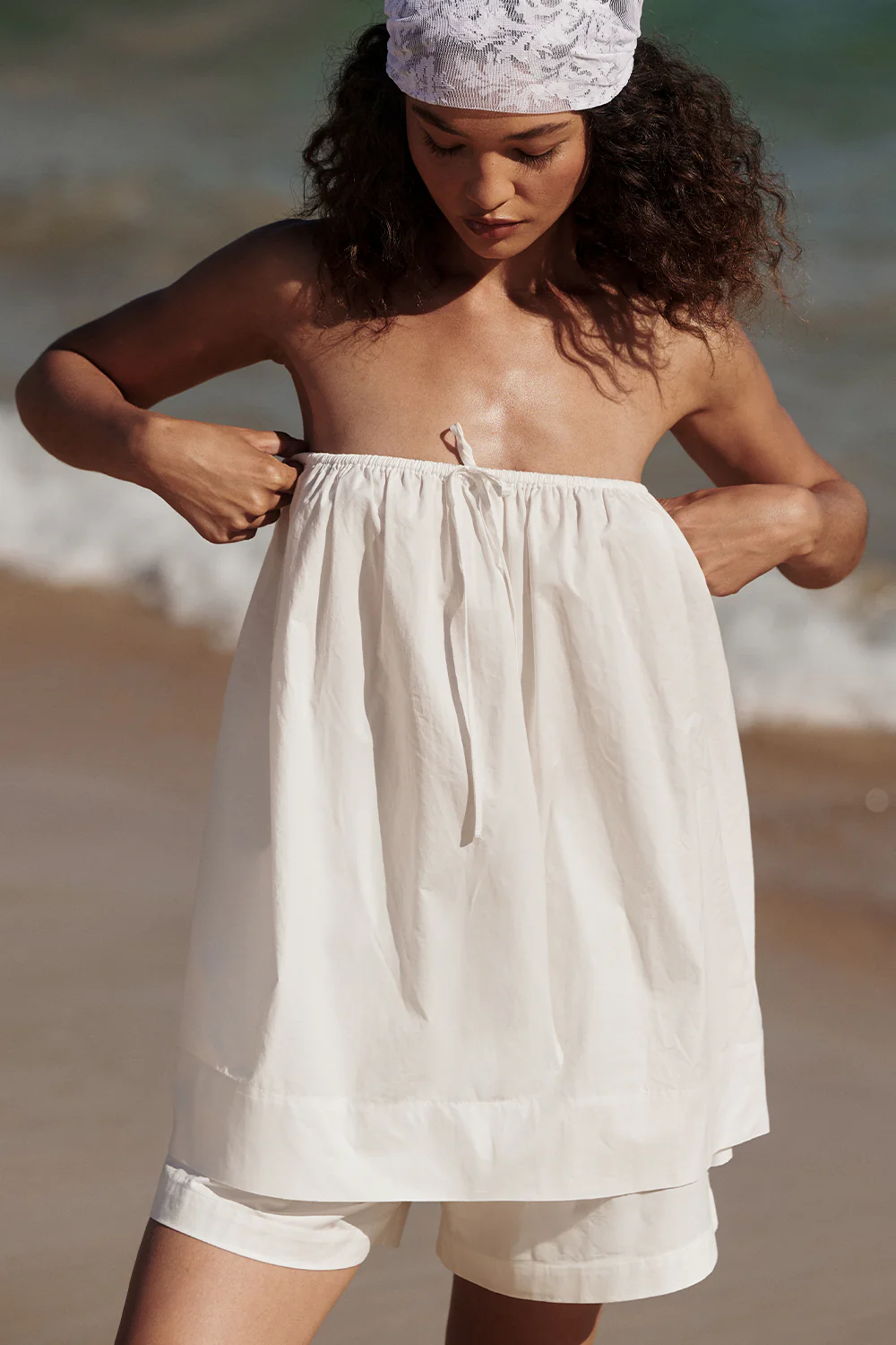 SOMMER WHITE STRAPLESS POPLIN TOP - Gamepaces