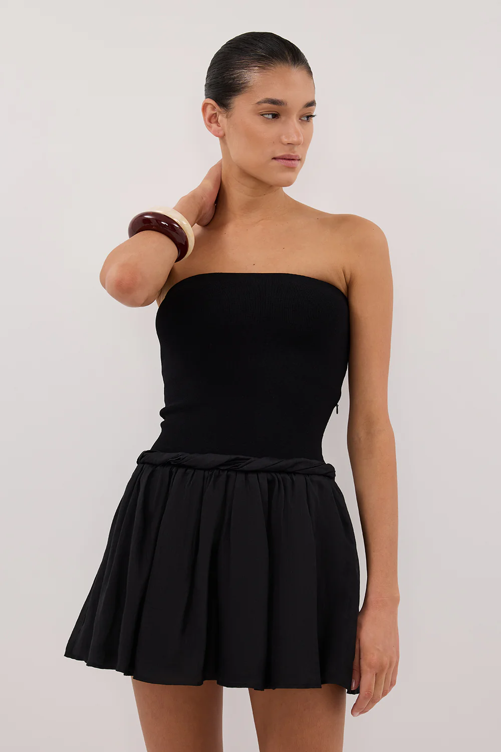 COCO BLACK STRAPLESS HYBRID MINI DRESS - Gamepaces
