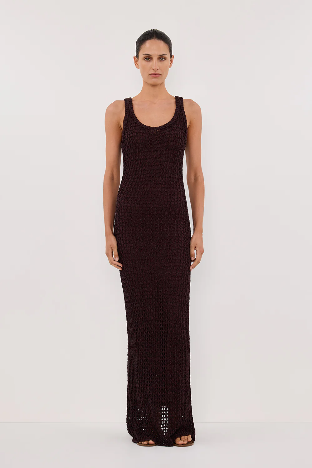 TESS CHOC CROCHET KNIT MAXI DRESS - Gamepaces