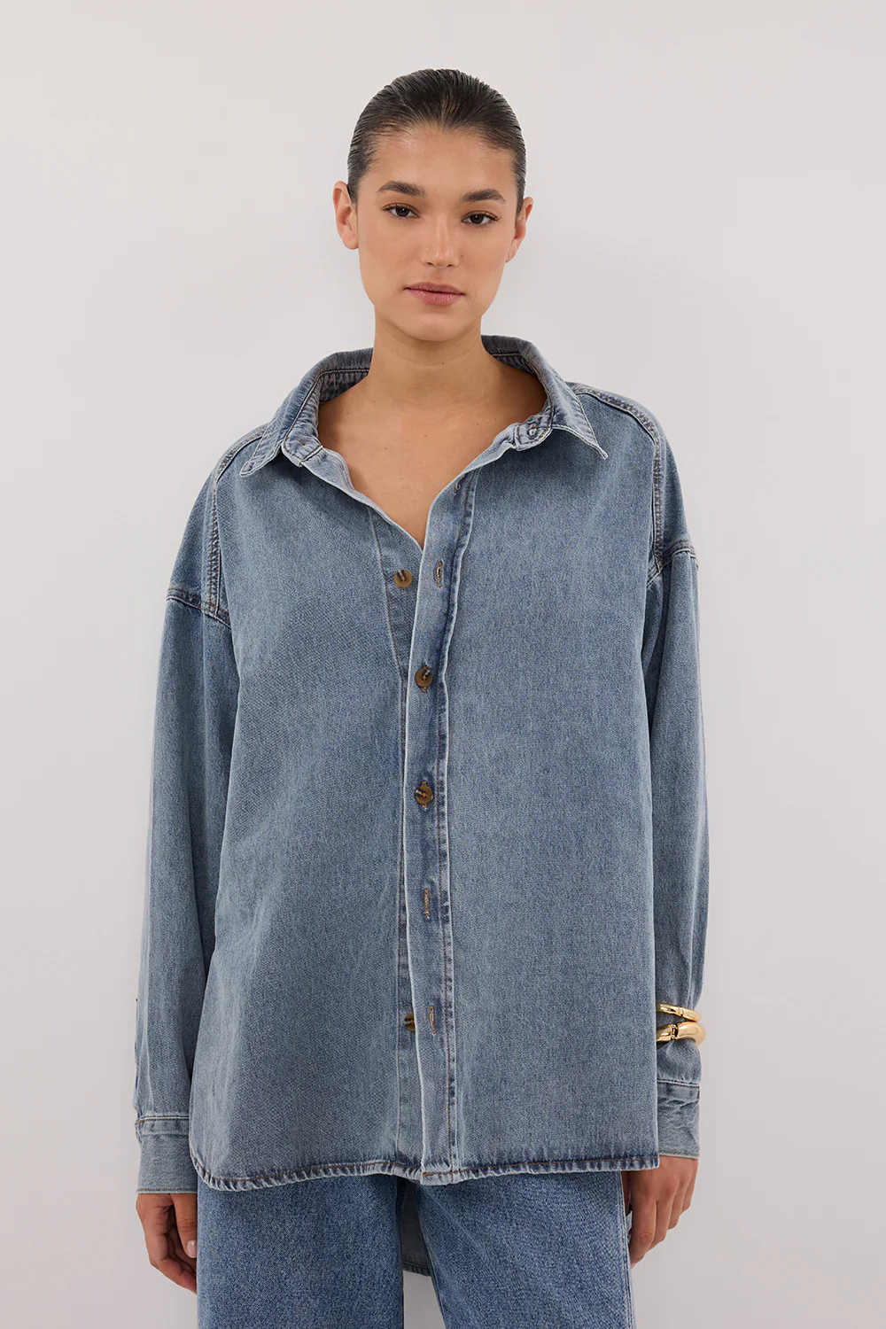ASHTON CLASSIC BLUE OVERSIZED DENIM SHIRT - Gamepaces