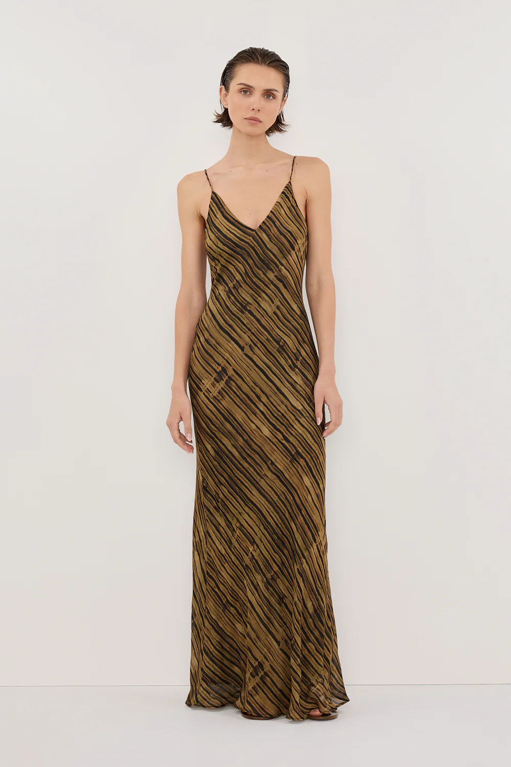FLEUR DARK CHOCOLATE SLIP MIDI DRESS - Gamepaces