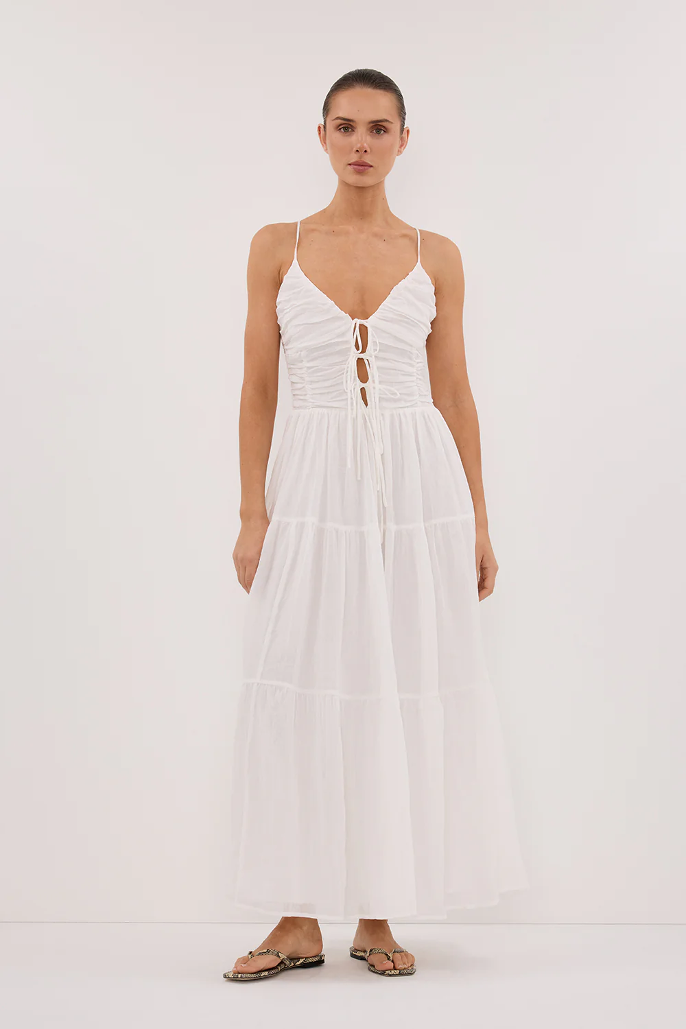 MARNIE WHITE RAMIE MIDI DRESS - Gamepaces