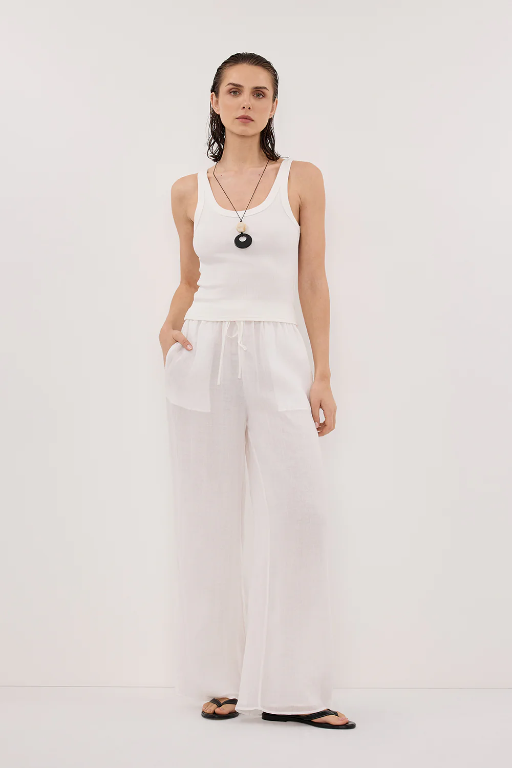 GINNY WHITE RAMIE PANT - Gamepaces