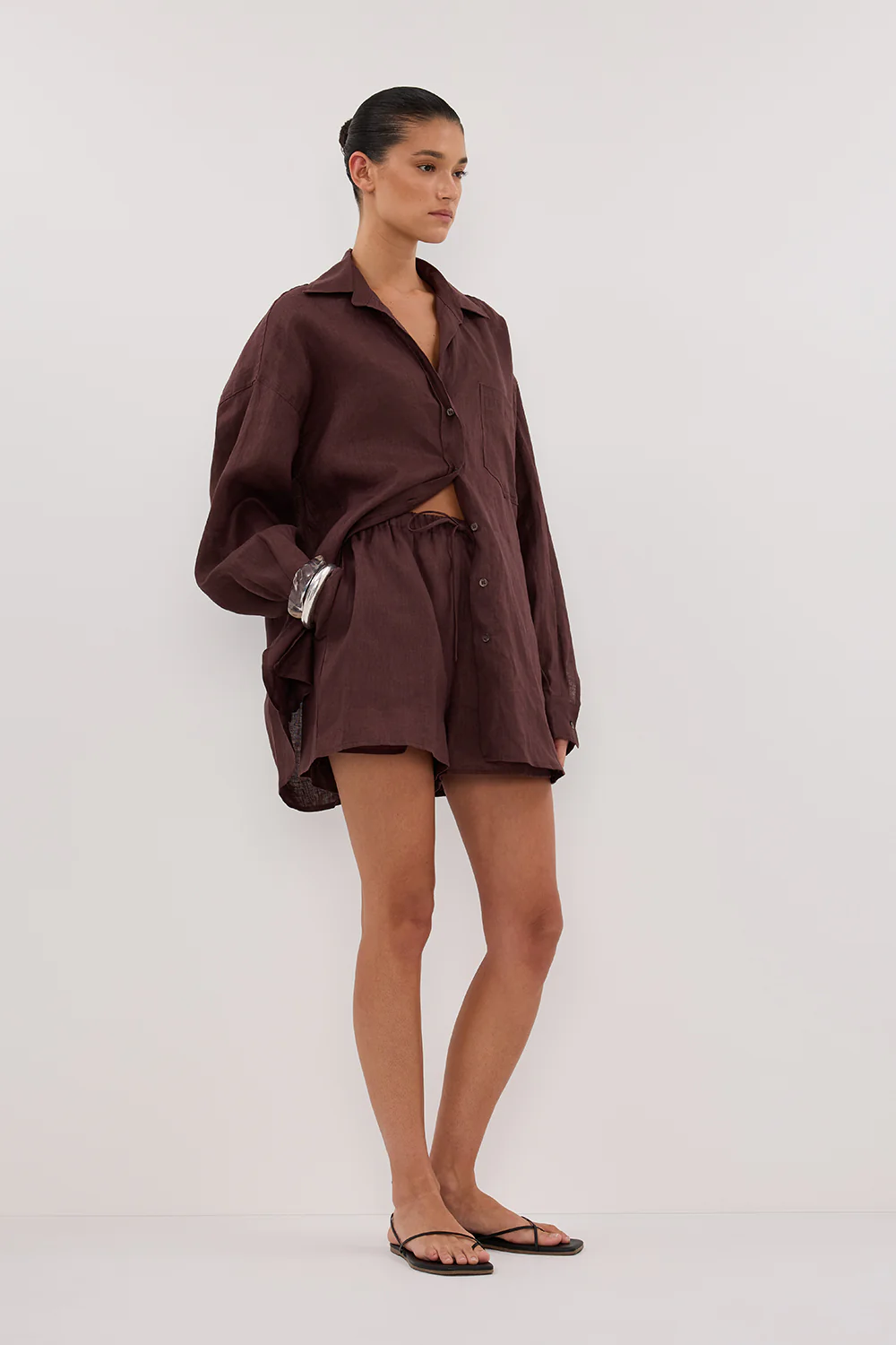 LUNE WALNUT LINEN SHORT - Gamepaces