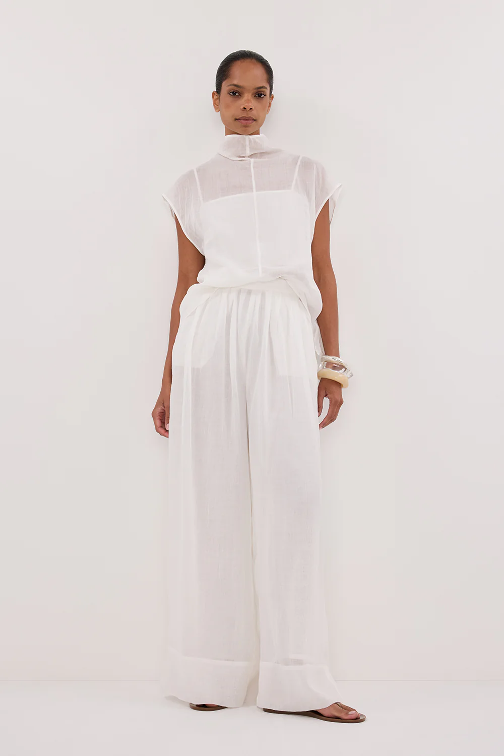 CARMEL WHITE RAMIE PANT - Gamepaces