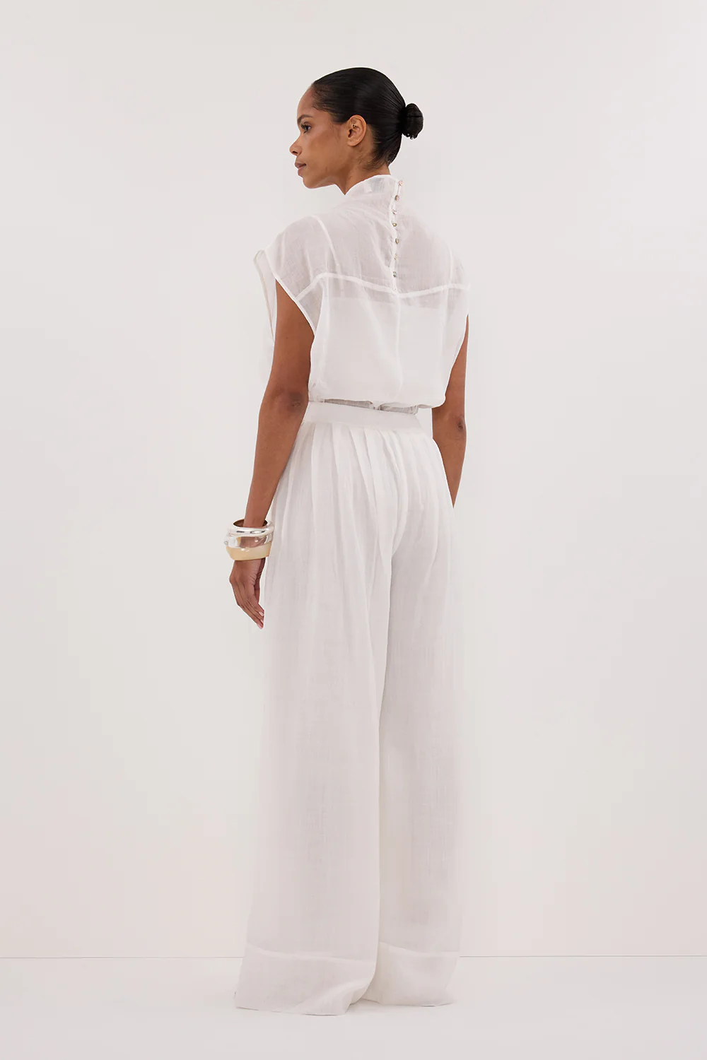 CARMEL WHITE RAMIE PANT - Gamepaces