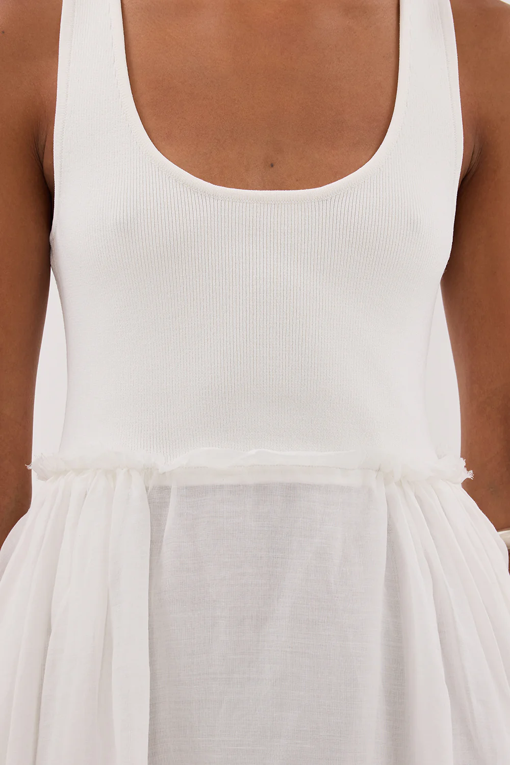 APRIL WHITE HYBRID KNIT MIDI DRESS - Gamepaces