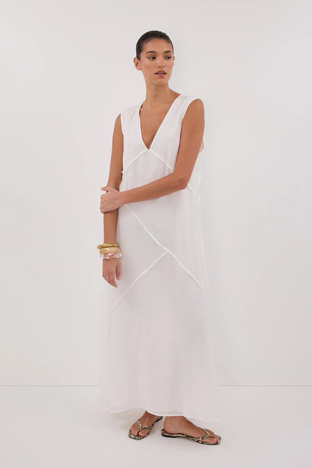 JONA WHITE RAMIE MIDI DRESS - Gamepaces
