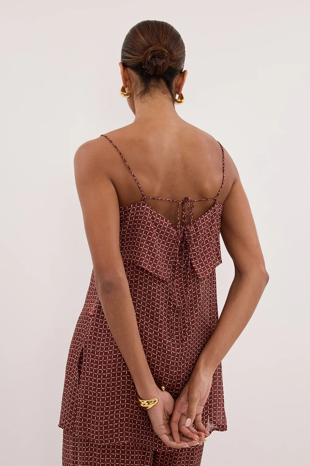 TIA SAHARA SLEEVELESS MICRO CHECK CAMI TOP - Gamepaces