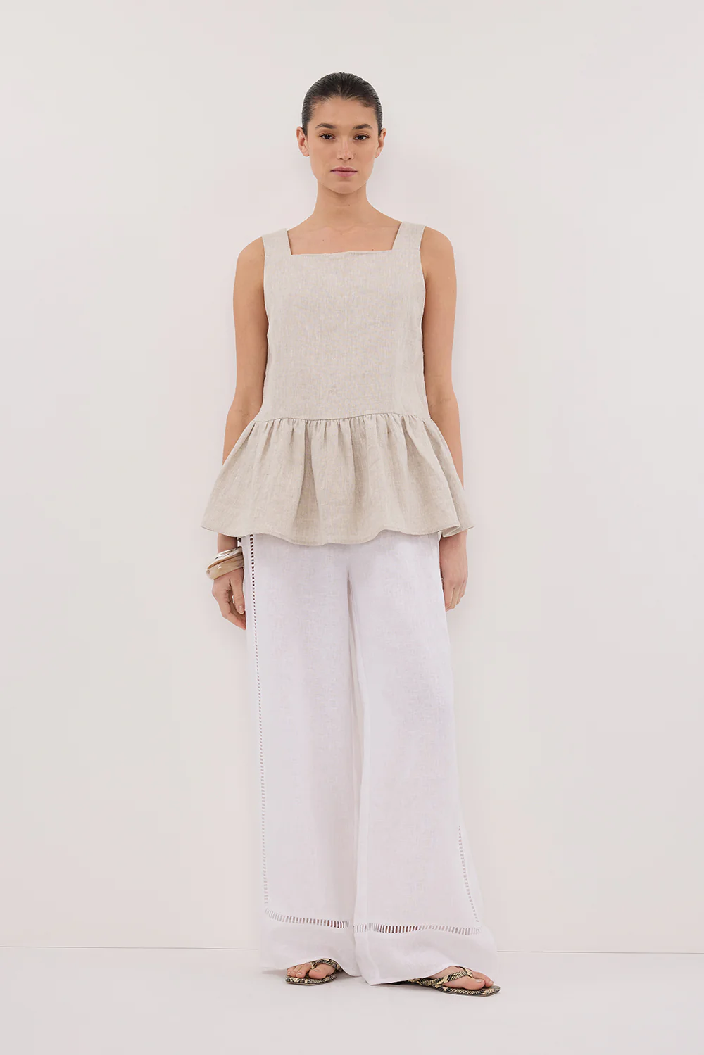 DAISY NATURAL LINEN PEPLUM TOP - Gamepaces