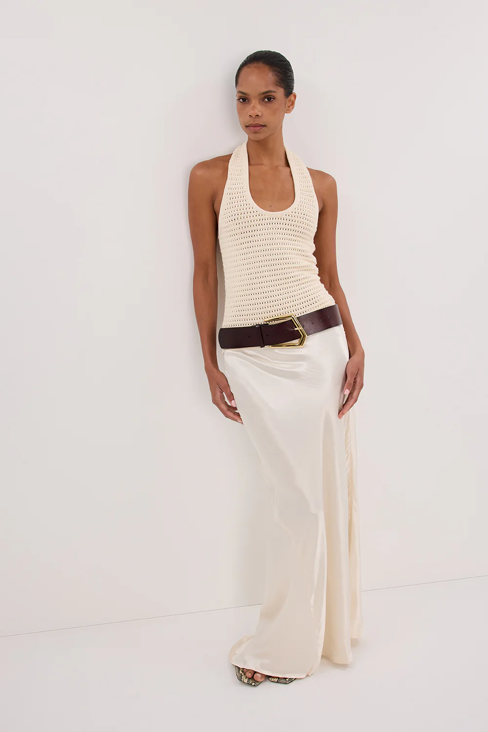 GINA CREAM HALTER CROCHET TOP - Gamepaces