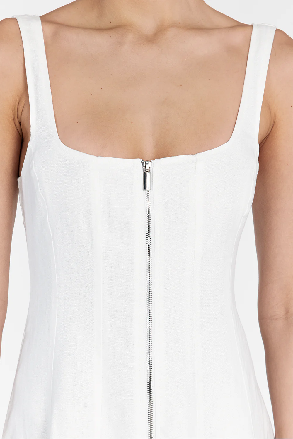 HARRIET WHITE LINEN MIDI DRESS - Gamepaces