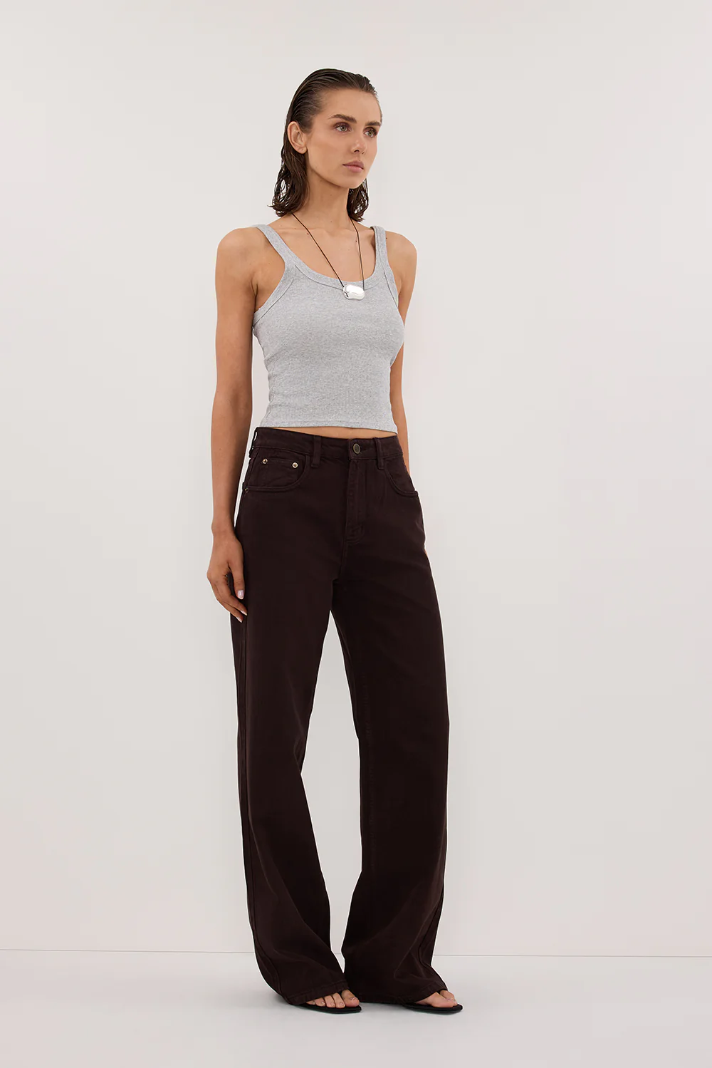 PHOEBE SILVER MARLE SCOOP NECK TANK TOP - Gamepaces